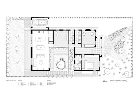 Japanese Courtyard House Plans, Japanese Courtyard House, Japanese Courtyard, Terracotta Roof Tiles, Timber Screens, Terracotta Roof, Hydronic Heating, Courtyard House Plans, Small Courtyards