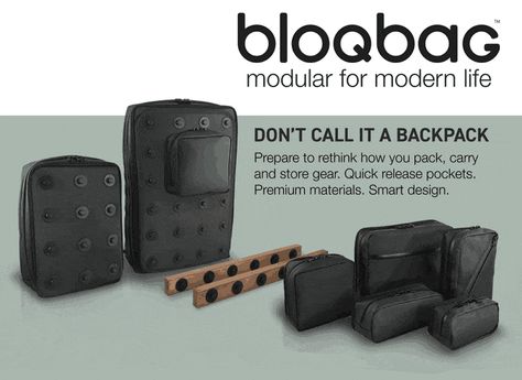 Bloqbag: The modular bag system that adapts with your life. by mangorn — Kickstarter Modular Bag Design, Modular Bag, Modular Backpack, Bag Design, Be Ready, Storage System, Modern Life, Concept Design, Messenger Bag