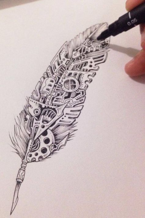 Steampunk Tattoo, Arte Doodle, Art Steampunk, Muster Tattoos, Geniale Tattoos, Steampunk Art, A Pen, Zentangle Patterns, Tattoo Ink