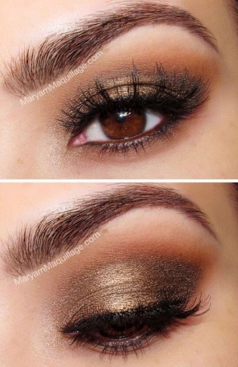 This cooper look is perfect for brown eyes. Prom Makeup For Brown Eyes, Make Up Diy, Rock Makeup, Make Up Foundation, Wedding Makeup For Brown Eyes, Makeup Tip, Smokey Eye For Brown Eyes, Beauty Make-up, Makijaż Smokey Eye