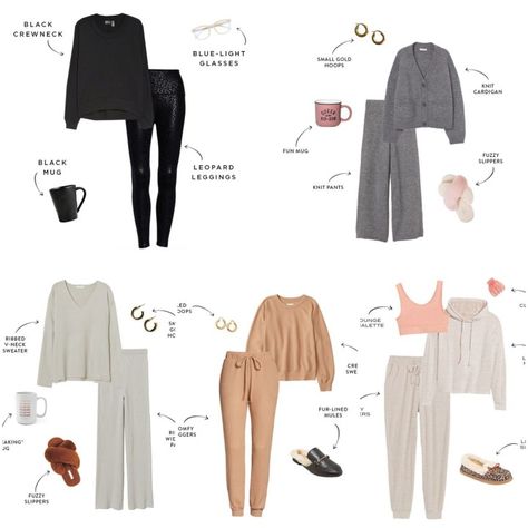 Comfy Outfit For Home, Lounge Wear Work From Home, Modest Lounge Outfits, Cute Stay At Home Outfits Cozy, Stay At Home Clothes, Winter Wfh Outfit, Work From Home Loungewear, Home Clothes Women Comfy, Winter Lounge Wear Around The House