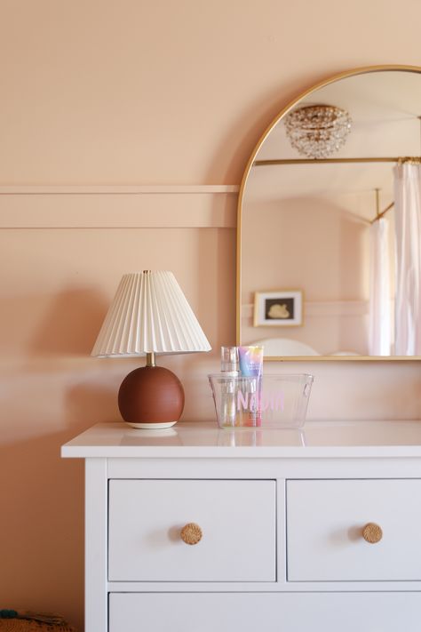 Benjamin Moore Raleigh Peach Rose Accent Benjamin Moore, Peach Wall Bedroom Ideas, Light Peach Nursery Walls, Peach Accent Wall Nursery, Raleigh Peach Benjamin Moore, Benjamin Moore Antique Rose, Peach Parfait Benjamin Moore, Naive Peach Sherwin Williams, Early Sunset Benjamin Moore