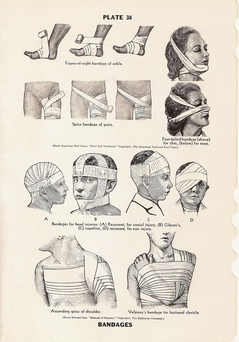 Vintage Reference Photos, Injuries Reference, Neck Bandage Reference, Injury Art Reference, Loose Bandages Drawing Reference, Bandage Art Reference, Bandage On Nose, Bandages Drawing Reference, Injury Drawing Reference