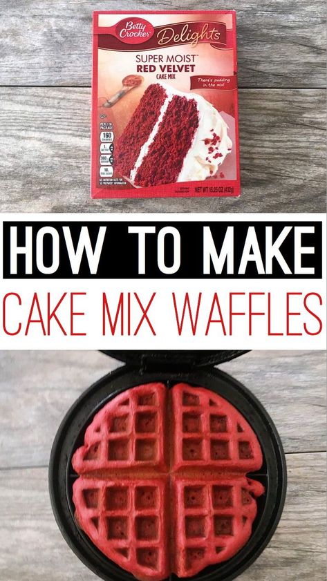 Waffle Iron Cake Recipes, Cake In Waffle Maker, Cake Mix In Waffle Iron, Waffle Cake Mix Recipe, Cakemix Waffle, Brownies In Waffle Maker, Red Waffle Recipe, Waffle Maker Cake, Waffle Iron Cake