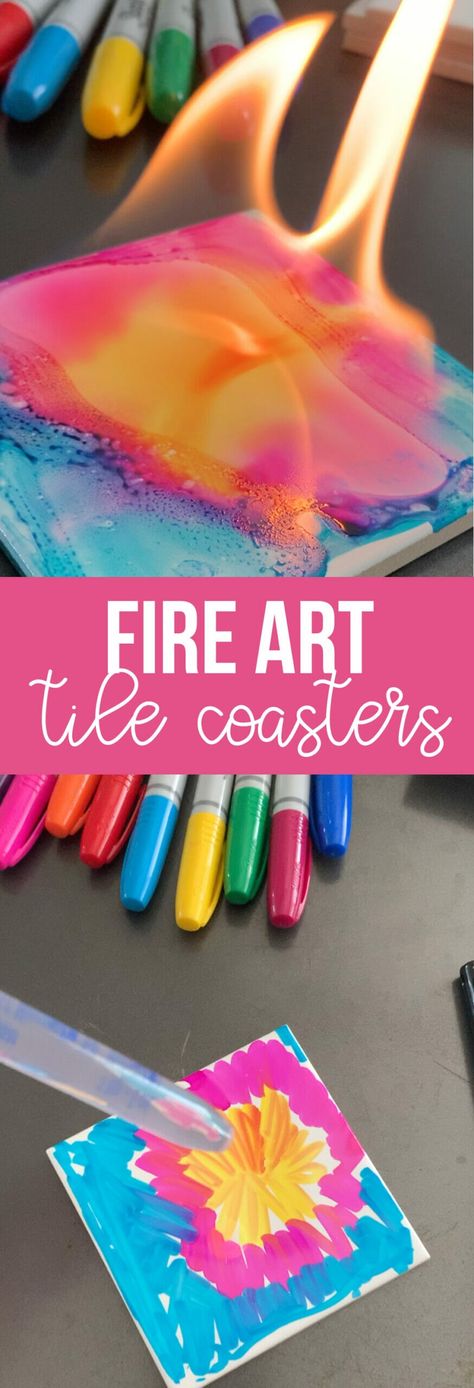 If you are looking for a summer craft that will grab your kids attention, Fire Tile Art is it! It's inexpensive, colorful and involves fire! Teen Summer Craft Ideas, End Of Summer Kids Activities, September Arts And Crafts For Elementary Kids, Crafts Boys Will Like, Paint Project Ideas, Ocean Themed Crafts For Older Kids, Messy Outdoor Activities For Kids, 4 H Craft Ideas For Kids, Crafts For 9-12