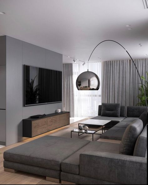 White Grey Wood Living Room, Grey And Wood Living Room, Grey Apartment Living Room, Second Floor Living Room, Male Living Room, Living Room Makeovers, Grey And Brown Living Room, Gray Interiors, Modern Grey Living Room