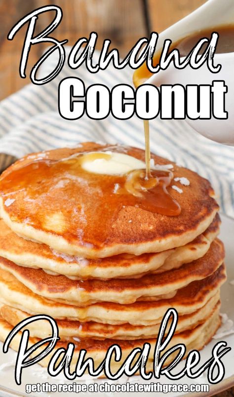 Banana Coconut Pancakes Breakfast Ideas Eggs, Bacon Breakfast Casserole, Main Dishes Crockpot, Weekend Breakfast Ideas, Breakfast Waffle Recipes, Homemade Pancakes Fluffy, Pecan Pancakes, Eggs With Bacon, Brunch Party Recipes