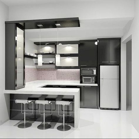 Modern Kitchen Set, Model Dapur, Minimalistic Interior, Minimalist Dekor, Modern Kitchen Tables, Desain Pantry, Interior Design Per La Casa, Kitchen Ideas Dark, Paint Kitchen