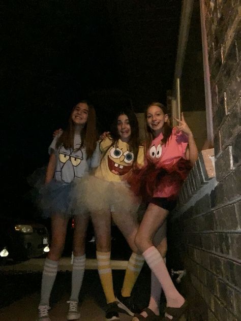 Spongebob Trio Costume, Spongebob Patrick And Squidward Costumes, Halloween Costumes For Triplets, Friend Halloween Costumes Three, Sponge Bob And Patrick Costumes, Sponge Bob Costume, Squad Halloween Costumes, Halloween Costumes 3 People, Halloween Trio Costumes