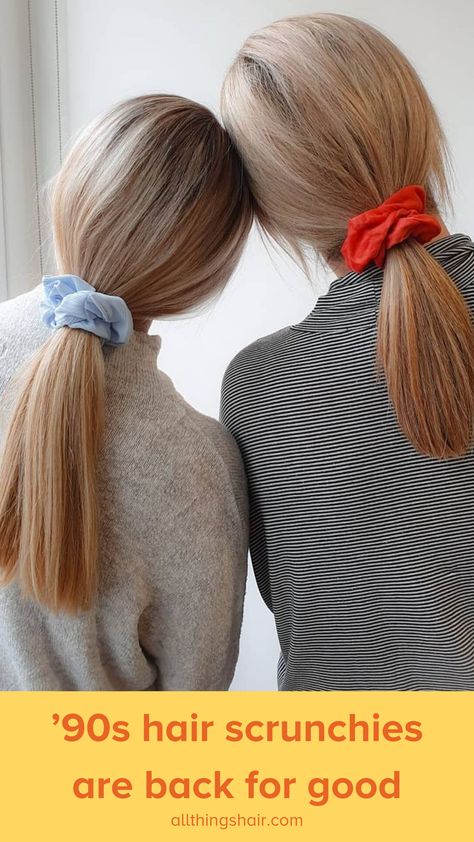 Who doesn't love #scrunchies? See our fave scrunchie hairstyles, right now! #Hairaccessories #Hairscrunchie #Hairgoals #Blondehair #Icyblonde #Fallhair 90 Hairstyles 90s Hair, Hairstyles Scrunchies, 90's Hairstyles, Semi Formal Hairstyles, 90s Hair, Scrunchie Styles, New Hair Trends, Latest Hair Trends, Hair Techniques