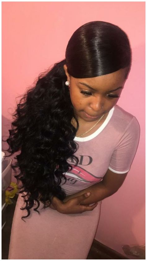 Black Girl Ponytail Styles: 26 Ponytail Hairstyles For Bridesmaids Hairstyle, Black Prom Hairstyles, Curl Hairstyles, Jheri Curl, Trending Hair, Jerry Curl, Weave Ponytail Hairstyles, Sew In Hairstyles, Mohawk Hairstyles