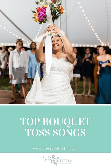 Brian is sharing his top 5 bouquet toss songs with you! Read on to see a Raleigh wedding DJ's top 5 songs!  | www.storyandrhythm.com | Raleigh wedding DJ Bouquet Toss Songs, Best Bouquet, Top 5 Songs, Country Bouquet, Raleigh Wedding, Bouquet Toss, Disc Jockey, Carolina Wedding, North Carolina Wedding