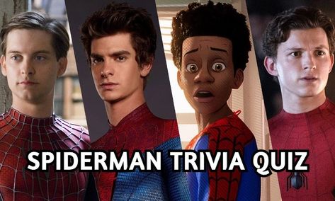 Spider-Man is the most popular superhero of all time. We’ve put together a challenging Spider-Man quiz that will put even the most devoted fan to the test. This quiz covers questions based on all the 3 movie franchises as well as the animated movie. As a consequence, only the character’s biggest enthusiasts will be able to obtain a flawless score. There have now been eight Spider-Man films, or even more, if you add the 1970s TV show that was turned into a film and released in European cinemas... Tobey Maguire, Kids Hero, Across The Spider Verse, Steve Ditko, Spiderman Movie, Spider Man 2, Ultimate Spiderman, Man Movies, Batman Arkham