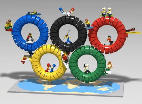 LEGO IDEAS - Lego Olympics Lego Olympics, Gymnastics Beam, Lego Letters, Lego Sports, Olympic Rings, Relay Races, Ski Jumping, Luge, Alpine Skiing