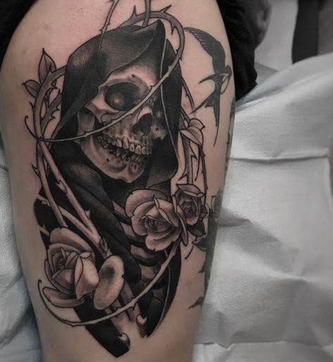 Grim Reaper Tattoos, Unique Tattoos For Men, Grim Reaper Tattoo, Reaper Tattoo, Witch Tattoo, Dark Art Tattoo, Skull Tattoo Design, Tattoo Art Drawings, Dark Tattoo