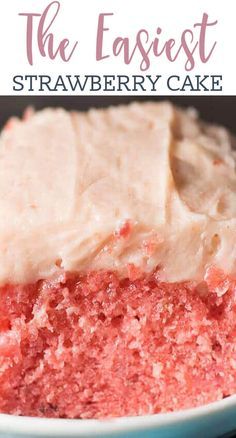 Homemade Strawberry Frosting, Easy Strawberry Cake Recipe, Strawberry Cake Mix Recipes, Easy Strawberry Cake, Strawberry Sheet Cakes, Homemade Strawberry Cake, Strawberry Cake Recipe, Strawberry Cake Easy, Recipes Banana