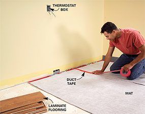 Electric vs. Hydronic Radiant Heat Systems (DIY) Hydronic Radiant Floor Heating, Accessible Bathroom Design, Floor Heating Systems, The Family Handyman, Electric Underfloor Heating, Floating Floor, Floor Heating, Radiant Floor Heating, Central Heating System