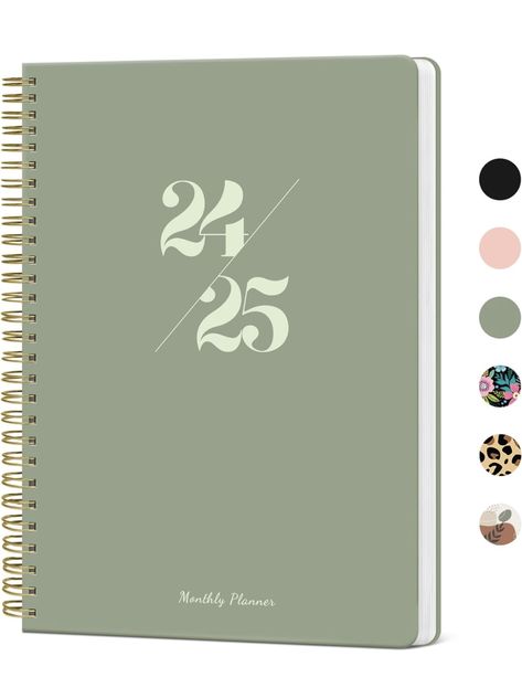 Monthly Planner 2024-2025, 2024 Calendar 18 Months Planner, JAN 2024 - JUN 2025, 7.4" x 9.6", 2024 Planner Spiral Bound, Perfect for School & Office - Green Daily Planner Covers, Months Planner, Office Green, Planner Themes, Journal 2024, 2024 Planner, Green Office, Agenda Planner, School Planner