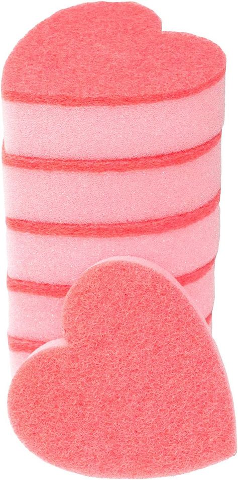 GMIcréatifs Heart Shaped, Dual-Sided Kitchen Sponge and Scrubber for Washing Dishes, Pots & Pans and General Household Cleaning, (6 Pack). Kawaii Kitchen, Barbie Inspired, Scrub Sponge, Kitchen Finds, Broom And Dustpan, Kitchen Sponge, Pink Kitchen, Cute Kitchen