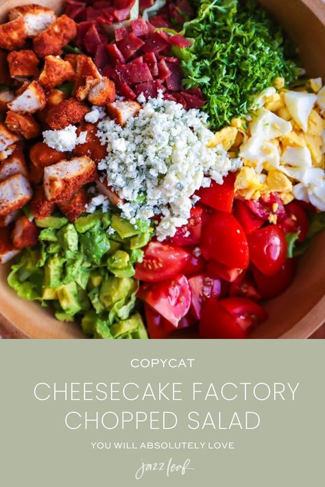 Chopped Salad Cheesecake Factory, Glow Bowls With Curry Vinaigrette, Restaurant Salads At Home, Copycat Restaurant Salads, Simple Salad Dressings, Copycat Cheesecake Factory Chopped Salad, Cheesecake Factory Copycat Recipes Salad, Copycat Cheesecake Factory Salad, Fresh Kitchen Copycat Recipes