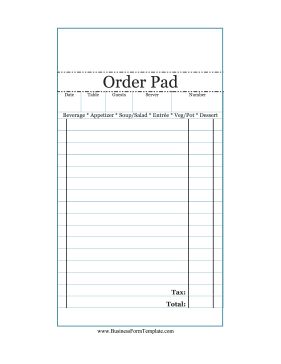 Restaurants and waiters can use this printable order pad to take down customer food requests. Free to download and print Restaurant Printables Free, Food Order Form, Restaurant Order Form, Sign Up Sheets For Food, Restaurant Checklist Templates, Food Costing Sheet Template, Waitressing Tips, Restaurant Pretend Play Free Printables, Restaurant Kit