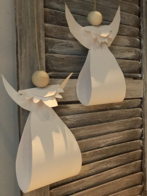 Paper Angels Diy, Diy Christmas Angel Ornaments, Make Christmas Ornaments, Angel Decorations, Advent Crafts, Paper Trees, Christmas Angel Crafts, Easy Ornaments, Chirstmas Decor