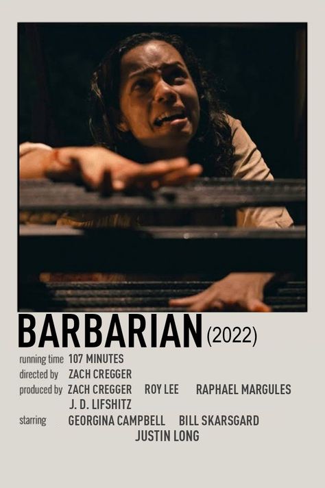 Barbarian movie Barbarian Movie Poster, Barbarian Movie, 31 Nights Of Halloween, Justin Long, Polaroid Posters, Polaroid Poster, Bill Skarsgard, Film Movie, Horror Films