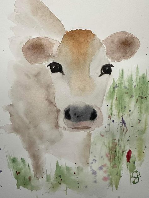 Cow Watercolor Painting, Cow Watercolor, Farms Living, Daily Drawing, Watercolor Inspiration, Painting Ideas, Watercolor Painting, Watercolor Paintings, Cow