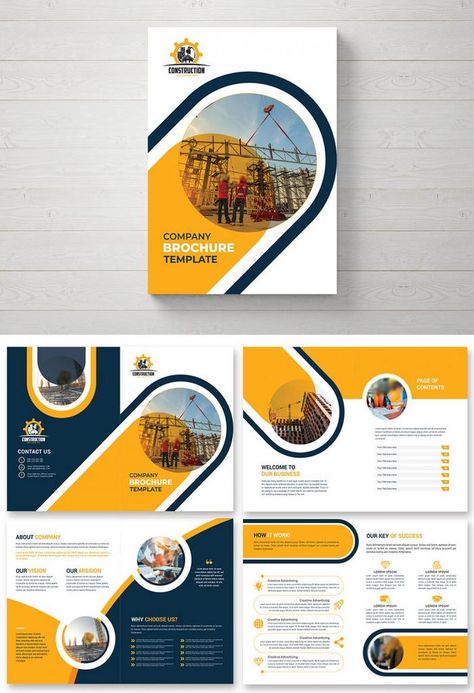 Construction Company Profile, Company Brochure Design, Company Profile Brochure, Brochure Graphic, Brochure Design Creative, Adobe Photoshop Design, Professional Brochure, Trifold Brochure Design, Graphic Design Brochure