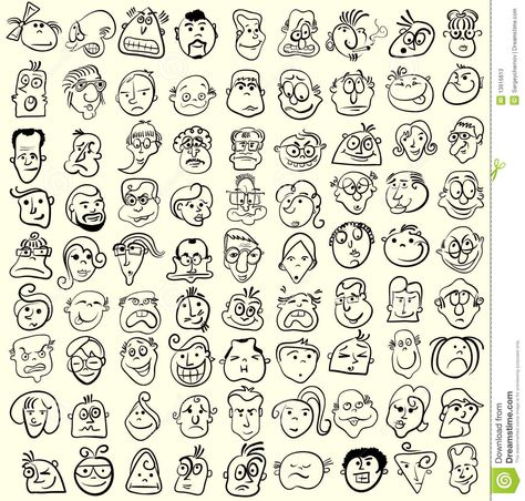 Doodle Faces, Face Doodles, Doodle People, Cartoon Expression, Arte Doodle, Cartoon Face, 얼굴 그리기, Doodle Cartoon, Doodle Inspiration