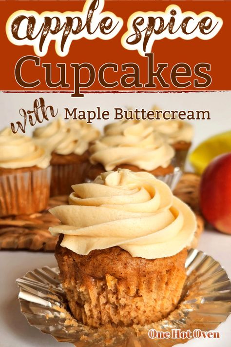 Apple Cupcakes (with Maple Buttercream) Maple Frosting Cupcakes, Fall Cupcake Flavors, Wedding Cupcakes Ideas, Apple Cider Cupcakes, Apple Spice Cupcakes, Maple Buttercream Frosting, Christmas Breakfast Brunch, Maple Buttercream, Spiced Buttercream