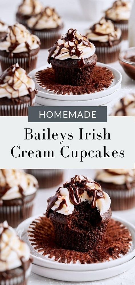 Baileys Frosting, Beginner Baking, Irish Cream Cupcakes, Homemade Baileys Irish Cream, Chocolate Bread Recipe, Family Dessert Recipes, Chocolate Baileys, Dark Chocolate Recipes, Cupcakes With Chocolate