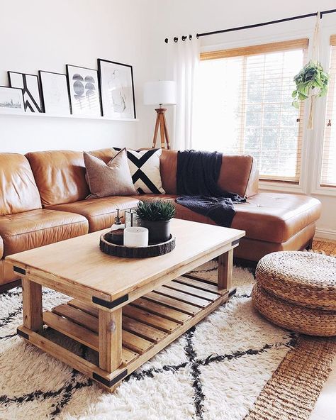 There’s just something about a gloomy, rainy day that makes this couch seem extra cozy... 🤷🏼‍♀️😴 . . . . #SOdomino #instahomeflavor… Caramel Couch, Inspiring Room Decor, Apartment Couch, Leather Couches, Hanging Plant, Trendy Home, Living Room Inspo, Couches Living Room, Curtain Rod