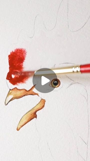 Watercolor Paintings Of Roosters, Watercolor Rooster Tutorial, Watercolor Chickens And Roosters, How To Paint A Rooster, Rooster Watercolor, Paint Birds, Rooster Painting, Chicken Painting, Rooster Art