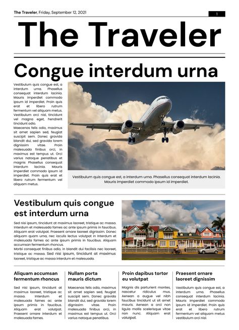 Tourism Newspaper Free Google Docs Template - gdoc.io Newspaper Design Layout, Newspaper Layout, English Newspapers, Docs Templates, Newspaper Template, Newspaper Design, The Newspaper, Travel Articles, Template Google