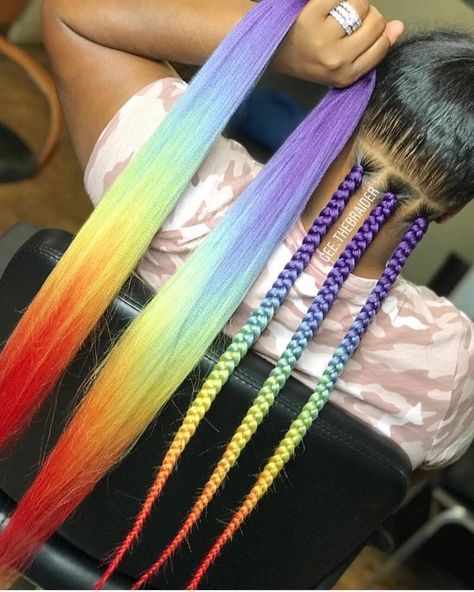 Colored Box Braids, Rainbow Braids, Colored Braids, Box Braids Styling, Girls Hairstyles Braids, Curly Hair Inspiration, Braids For Kids, Hair Braids, African Braids Hairstyles