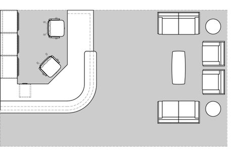 Large Reception Area - PlanForce Security Room Plan, Reception Area Dimensions, Reception Plan Architecture, Reception Floor Plan, Reception Waiting Area, Reception And Waiting Area Design, Reception Area Ideas, Reception Waiting Area Interior Design, Reception Hotel