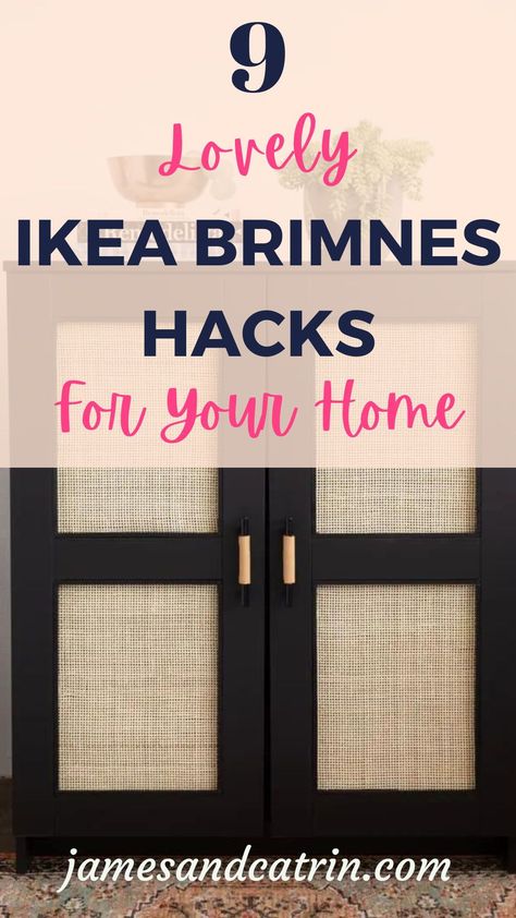 Add some texture and character to your Ikea Brimnes cabinet with this DIY cane hack! With step-by-step instructions and helpful tips, you can turn your simple cabinet into a designer piece that looks like it cost a fortune. 🌿💰 #IkeaFurniture Ikea Brimnes Sideboard Hack, Ikea Glass Door Cabinet Hack, Brimnes Ikea Living Room, Ikea Brimnes Hack Tv, Ikea Brimnes Hack Dressers, Ikea Kallax Cabinet Doors, Diy Brimnes Ikea Hacks, Ikea Hacks Cabinets, Brimes Ikea Cabinet Hack