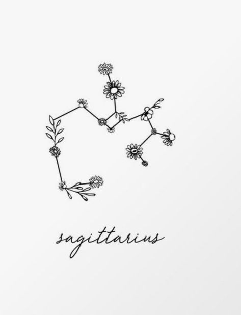 Sagittarius Tattoo Minimalist, Sagittarius Flower, Zodiac Flowers, Sagittarius Tattoo, Tattoo Minimalist, Aesthetic Things, Astrology Zodiac, Tattoo Idea, Crafty Stuff