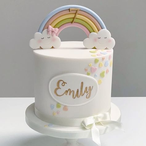 Rainbow First Birthday, Rainbow Birthday Cake, Unicorn Birthday Cake, 1st Birthday Cakes, Christening Cake, Baby Birthday Cakes, Cute Birthday Cakes, 1st Birthday Cake