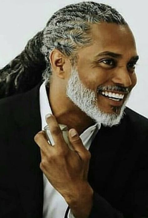 Dreads Man, Black Men Beard Styles, Dread Lock, Grey Hair Men, Black Men Beards, Dreadlock Hairstyles For Men, Grey Beards, Haircut Men, Handsome Older Men