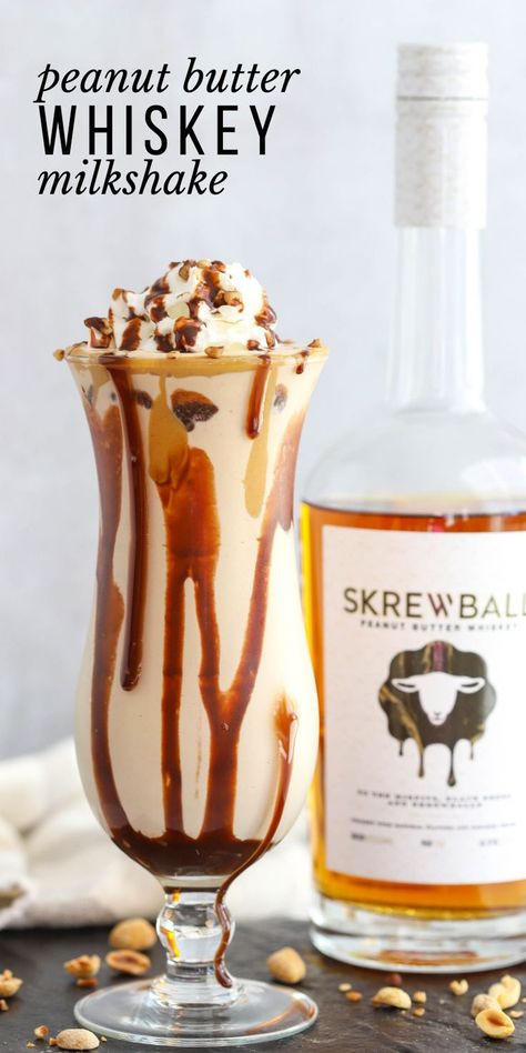 Peanut Butter Whiskey Milkshake, boozy milkshake, Skrewball peanut butter whiskey recipe, whiskey cocktail, alcohol dessert, peanut butter shake, whiskey recipe Whiskey Milkshake, Dessert Peanut Butter, Boozy Shakes, Peanut Butter Whiskey, Peanut Butter Shake, Boozy Milkshake, Whiskey Recipes, Alcoholic Desserts, Whiskey Cocktail