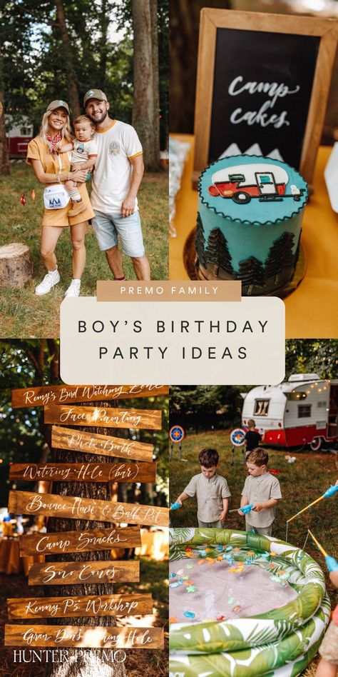 Camp Themed Birthday Party Activities, Adventure Birthday Party Theme, Camp Themed Birthday Party Games, Camp Theme 1st Birthday, Camp Birthday Party Games, Outdoor Theme First Birthday Party, Camping Second Birthday Party, Little Explorer Birthday Party, Outdoor Party Ideas For Kids