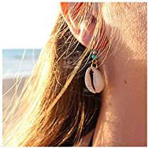 Check this out! Cowrie Shell Earrings, Amazon Things, Boho Turquoise, Cowry Shell, Diamond Ear Cuff, Boho Earring, Diamond Shape Earrings, Free People Jewelry, Gold Earrings For Women