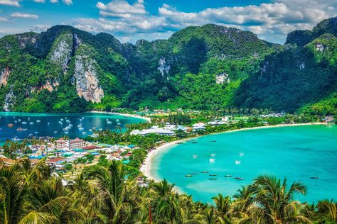 Tropical wallpaper Island Koh Phi Phi Island Krabi Province Thailand Photo Wallpaper Hd 4300×2867 Where Is Bora Bora, Best Island Vacation, Bolivia Travel, Thailand Photos, Patong Beach, Phi Phi Island, Countries To Visit, Philippines Travel, Palawan