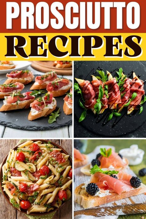 These simple prosciutto recipes go well beyond appetizers! From pasta to pizza to pork tenderloin, prosciutto is the perfect meat to jazz up any meal. Recipes For Prosciutto, Cooking With Prosciutto, Healthy Prosciutto Recipes, Diced Prosciutto Recipes, Procuttio Recipes, Chicken Prosciutto Recipes Pasta, Prosciutto Recipes, Prosciutto Pizza, White Wine Sauce