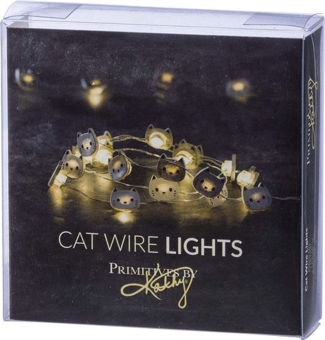 Cute cat string lights on Amazon. cat decor | cat light | cat themed room | amazon affiliate Primitive Candle Box, Cat Lead, Primitive Candles, Cat Light, Indoor String Lights, Plastic Lights, Light String, Wire Lights, Primitives By Kathy