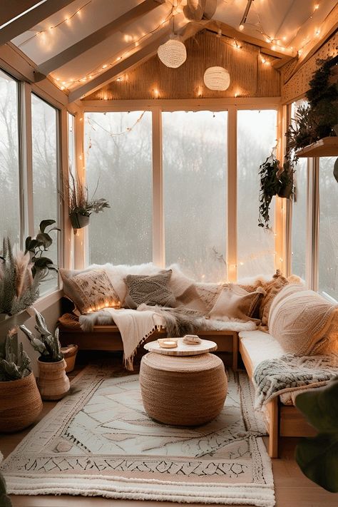 Cozy Sunroom Ideas for a Sun-Soaked Space Manufactured Home Sunroom, Solarium Living Room, Porch Interior Ideas, Sunroom Ideas Cozy, Three Season Room Decor, Cozy Sunrooms, Sun Porch Ideas, Solarium Room Sunroom Addition, Luxury Sunroom