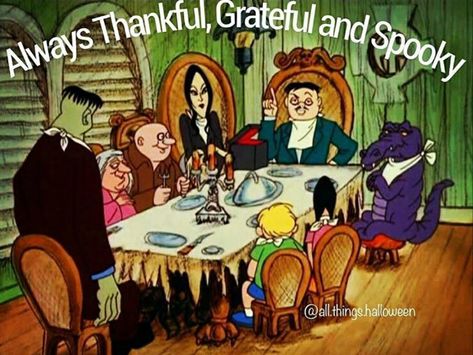 Horror Thanksgiving, Goth Humor, Happy Thanksgiving Images, Atlantis The Lost Empire, Creepy Vintage, Hanna Barbera Cartoons, Halloween Memes, Thanksgiving Images, Thanksgiving Wallpaper