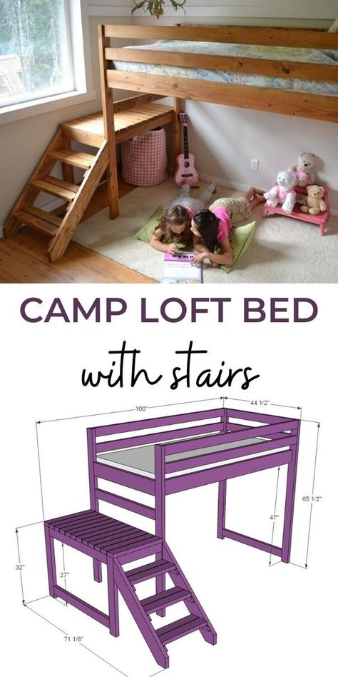 Diy Toddler Loft Bed, Diy Loft Bed For Kids, Kids Loft Bed Ideas, Loft Bed Studio, Loft Bed Dorm Room, Ada Bedroom, Camp Loft Bed, Room Ideas Loft, Loft Bed Dorm